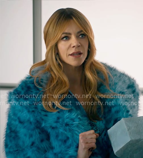 Morgan’s blue fur jacket on High Potential