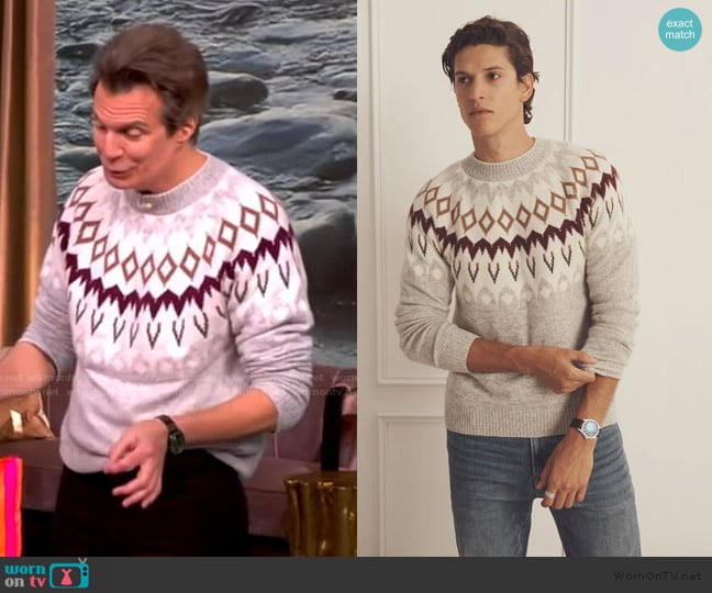 Naadam Luxe Cashmere Fair Isle Crewneck worn by Adam Glassman on The View