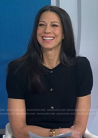 Natalie’s black puff short sleeve cardigan on Today