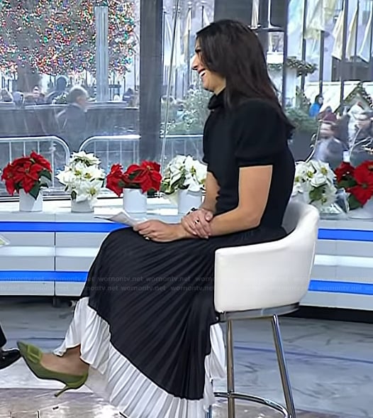 Natalie’s black short sleeve top and skirt on Today