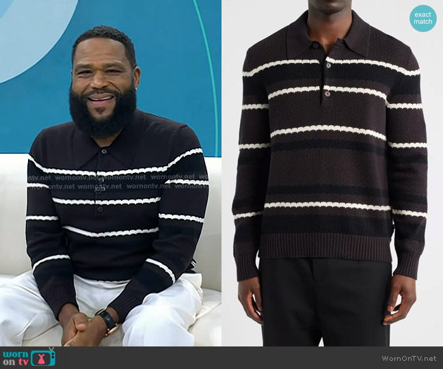 NN07 Alfie 60019 Polo Sweater in Dusky Port worn by Anthony Anderson on Today