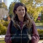 Novak’s leather and shearling hooded vest on Chicago Fire