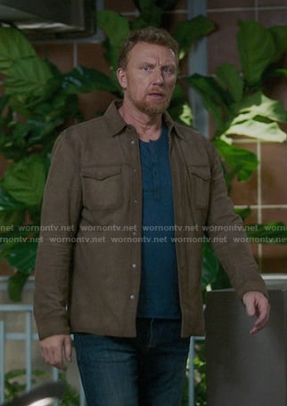 Owen’s brown suede shirt jacket on Greys Anatomy