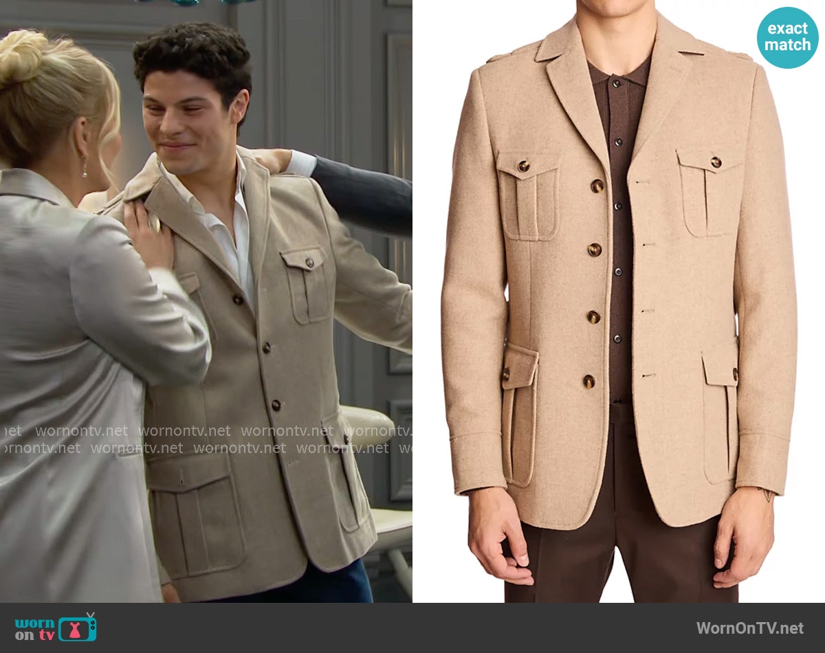 Paisley & Gray Collared Utility Jacket worn by RJ Forrester (Brayan Nicoletti) on The Bold and the Beautiful
