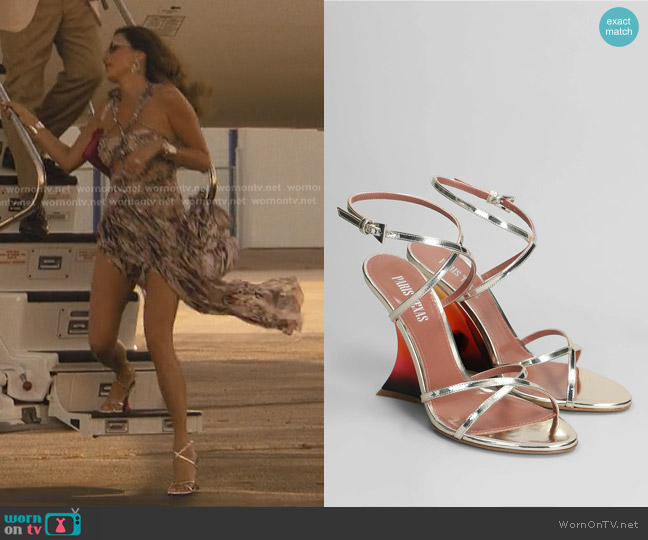 Paris Texas Nina 105 Mirrored Leather Wedge Sandals worn by Bella (Stefania Spampinato) on Landman