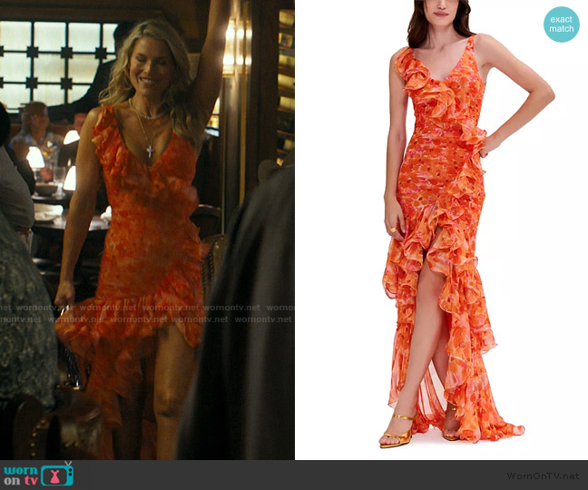 PatBO Myosotis Flutter Gown worn by Angela Norris (Ali Larter) on Landman
