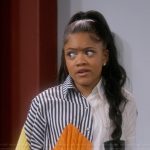 Aaliyah’s patchwork top and pants on The Upshaws