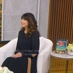 Paula McLain’s navy pleated dress on Good Morning America