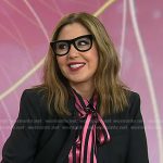 Rita Hazan’s pink stripe tie neck blouse on Today