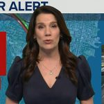 Heather’s navy puff sleeve dress on Good Morning America