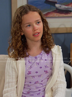 Rachel’s purple floral print pajamas on Days of our Lives