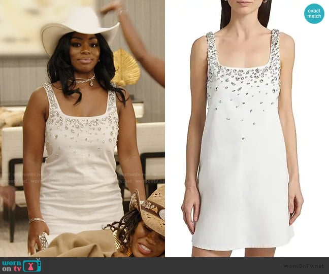 Rag and Bone Kimmie Embellished Denim Shift Dress worn by Keiarna Stewart on The Real Housewives of Potomac