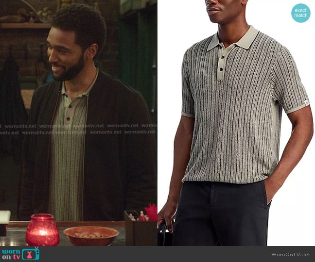 Rag & Bone Harvey Garment Dye Polo in Leaf Grey worn by Winston Ndugu (Anthony Hill) on Greys Anatomy