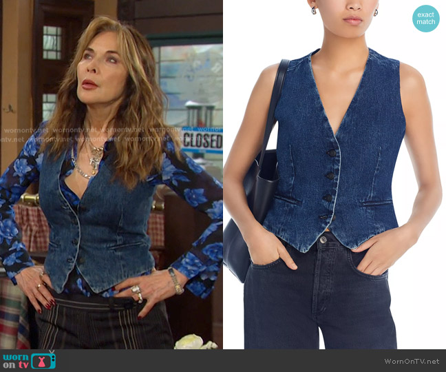 Rag & Bone Priya Denim Vest worn by Kate Roberts (Lauren Koslow) on Days of our Lives