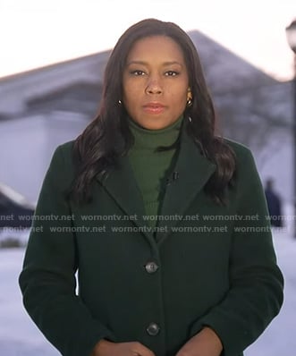 Rahcel’s green coat on Good Morning America