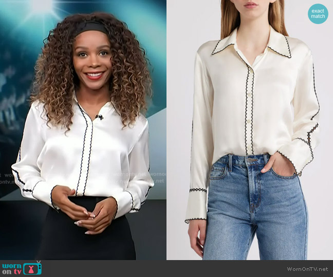 Rails Aloise shirt in Ivory worn by Zuri Hall on Access Hollywood