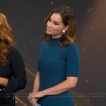 Rebecca’s blue paisley knit midi dress on Good Morning America