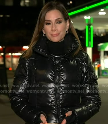 Rebecca’s black puffer coat on Good Morning America