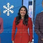 Dr. Saranya Wyles’s red blazer jacket and pants on Today