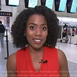 Priscilla Thompson’s red laylered v-neck dress on Today