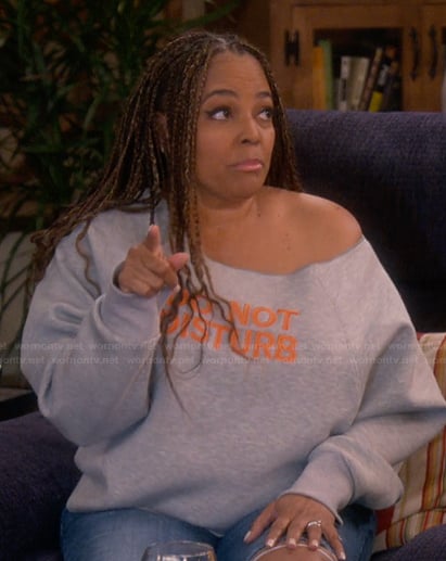 Regina’s gray sweatshirt on The Upshaws