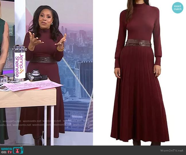 Reiss Alicia Dress in Raspberry Red worn by Sheinelle Jones on Today