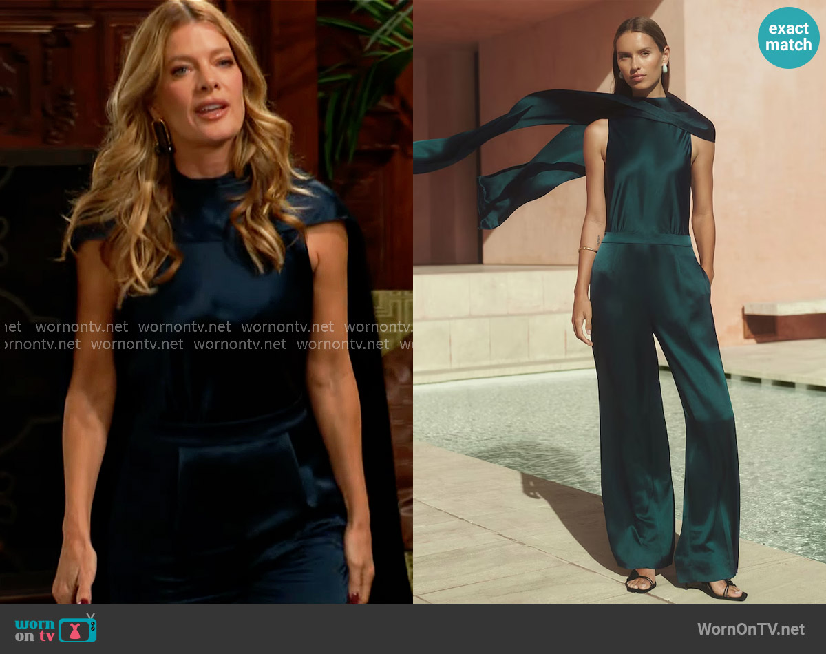 Reiss Farah Jumpsuit in Teal Green worn by Phyllis Summers (Michelle Stafford) on The Young and the Restless