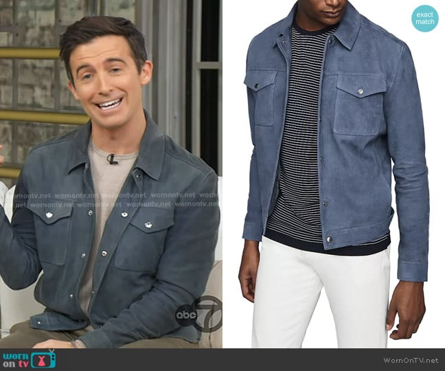 Reiss Jagger Suede Trucker Jacket worn by Will Ganss on Good Morning America