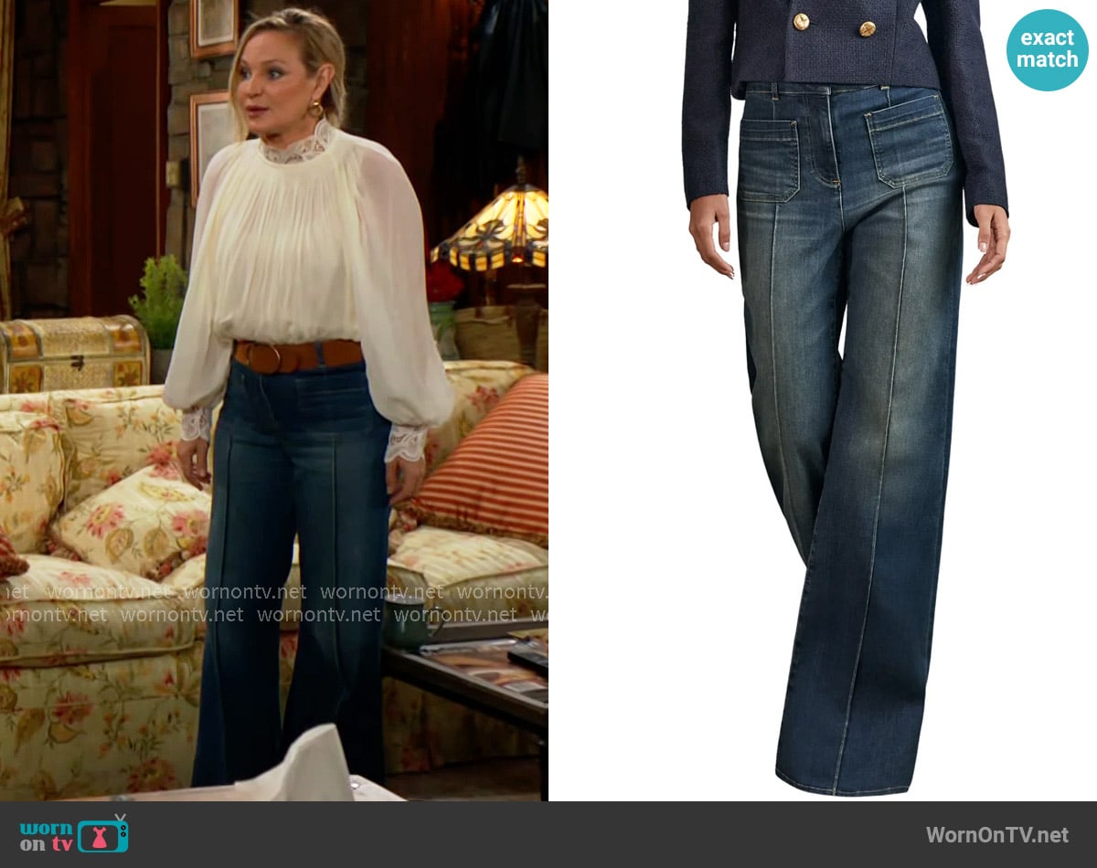 Reiss Sakura Jeans in Mid Blue worn by Sharon Newman (Sharon Case) on The Young and the Restless