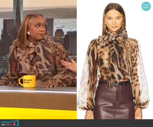 Retrofete Peregrine Blouse worn by Sunny Anderson on The Drew Barrymore Show