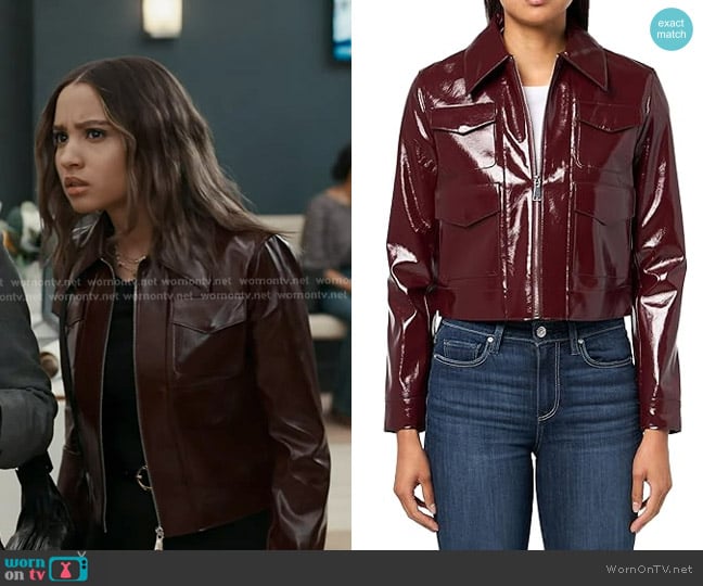 Ronny Kobo Linde Faux Leather Jacket in Oxblood worn by May Grant (Corinne Massiah) on 9-1-1