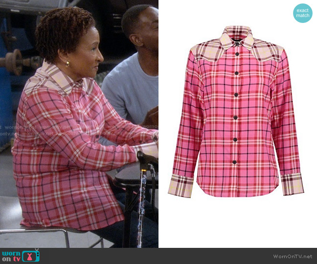 Rag & Bone Jillian Plaid Shirt in Fuchsia Multi worn by Lucretia Turner (Wanda Sykes) on The Upshaws