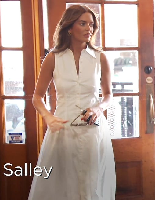Salley’s white sleeveless shirtdress on Southern Charm