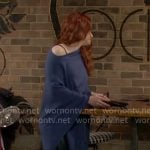 Sally’s blue poncho sweater on The Young and the Restless