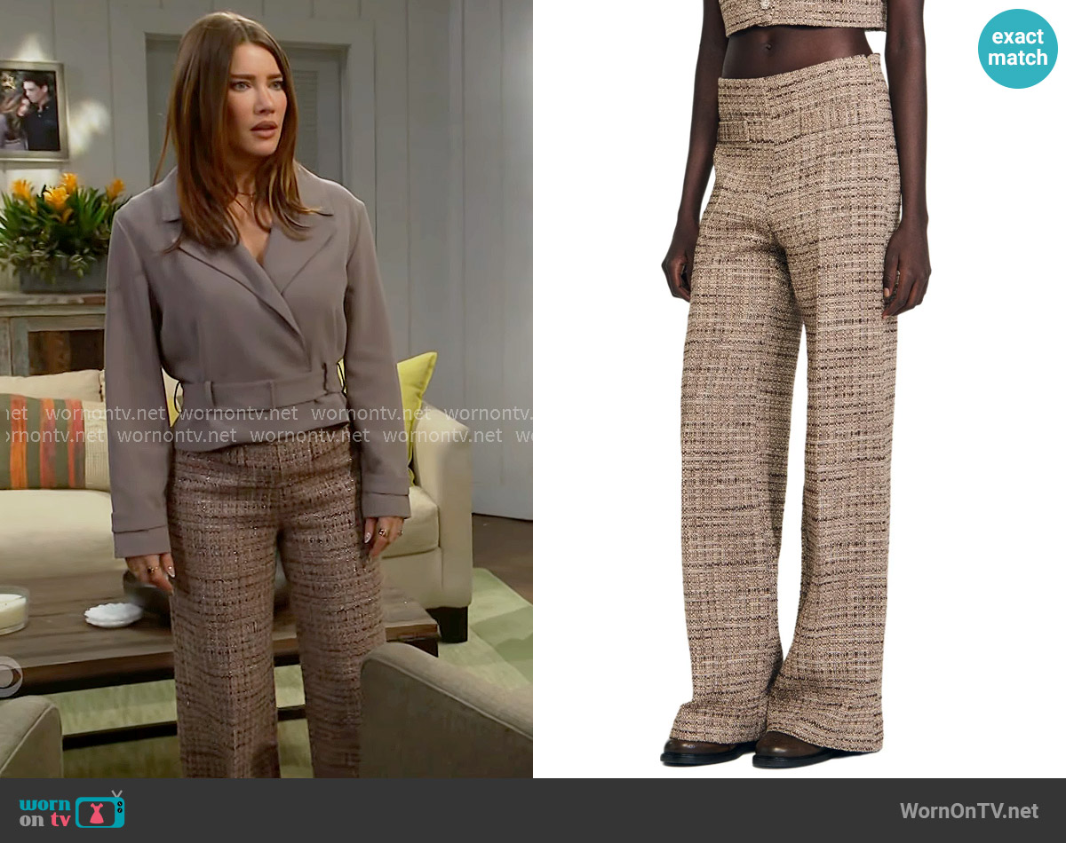 Sandro Decorative tweed trousers worn by Steffy Forrester (Jacqueline MacInnes Wood) on The Bold and the Beautiful
