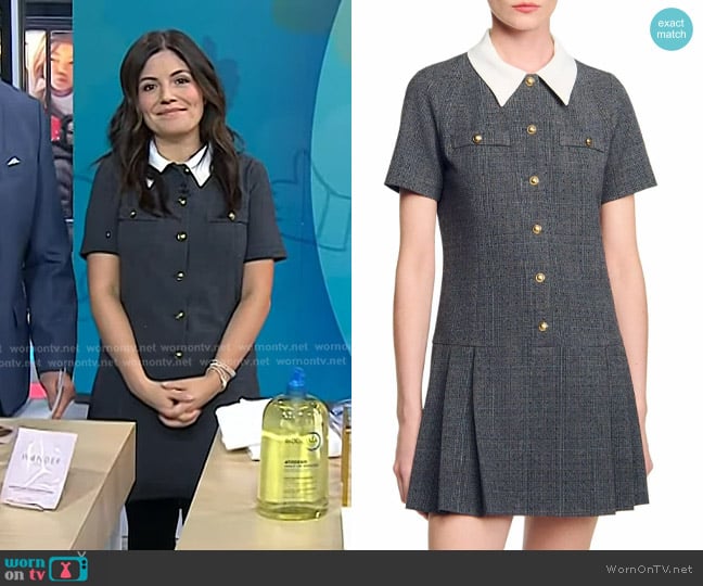 Sandro Short Pleated Dress with Rhinestones worn by Adrianna Barrionuevo Brach on Today