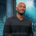 Scott’s black stripe polo sweater on Access Hollywood