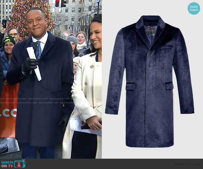 Sentaler Suri Alpaca Notched Lapel Overcoat in Deep Navy worn by Craig Melvin on Today