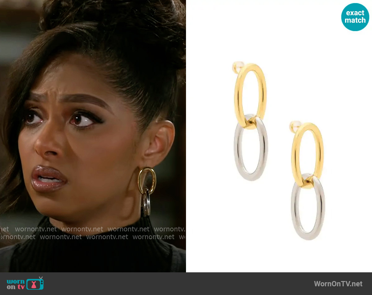 Shashi Lasso Hoop Earrings worn by Kat Richardson (Colby Muhammad) on Beyond the Gates