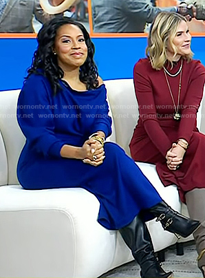 Sheinelle’s black double buckle boots on Today