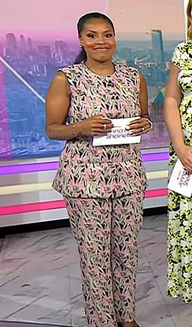 Sheinelle’s pink floral vest and pants on Today
