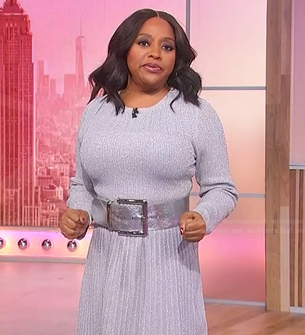 Sherri’s gray metallic knit dress on Sherri