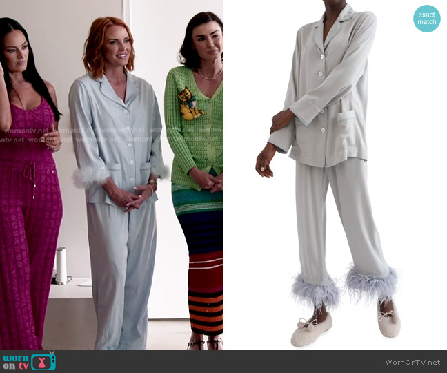 Sleeper Party Feather-Cuff Pajama Set worn by Whitney Rose on The Real Housewives of Salt Lake City