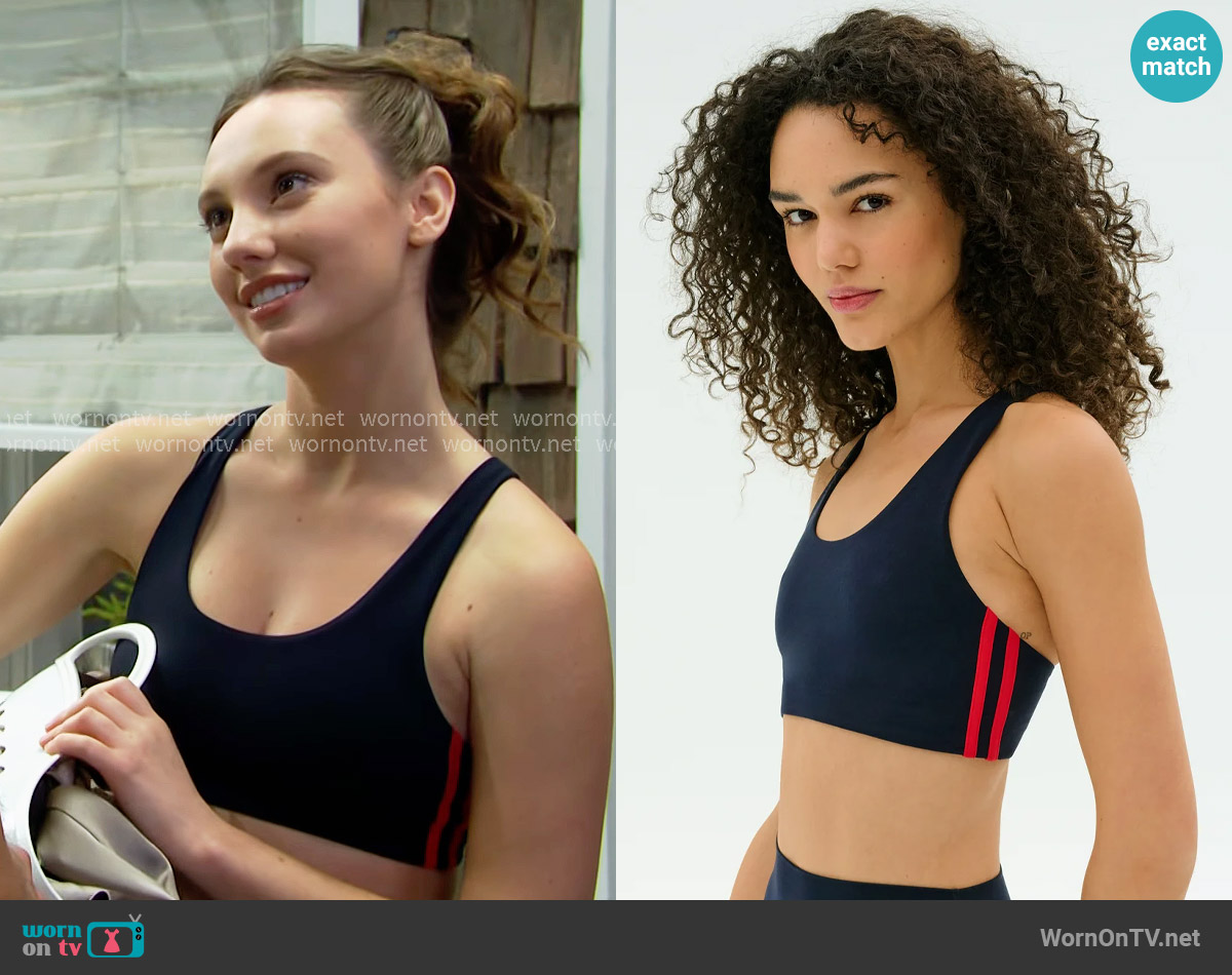 Splits59 Ella Airweight Bra in Indigo / Pirate Red worn by Melissa Dylan (Sydney Bullock) on The Bold and the Beautiful