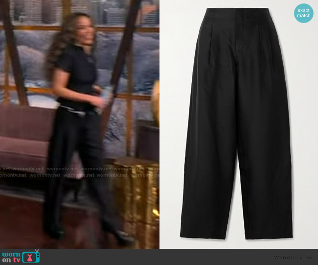 Staud Pierre twill wide-leg pants worn by Sunny Hostin on The View