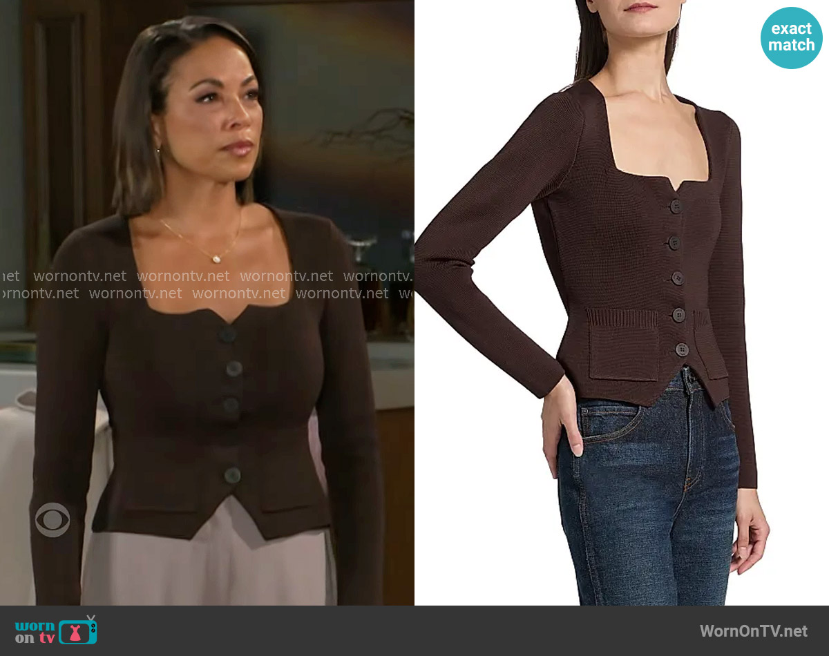 Staud Rachela Sweater in Earth worn by Nicole Dupree Richardson (Daphnee Duplaix) on Beyond the Gates