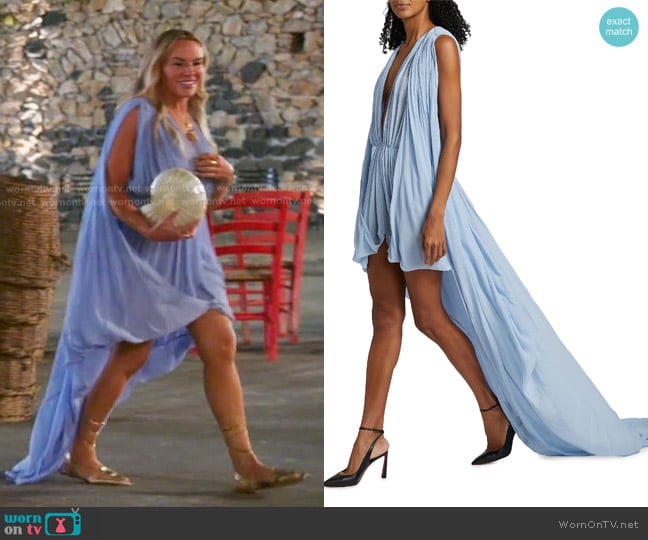 Stella McCartney Creponne Silk Sleeveless High-Low Gown in Periwinkle worn by Heather Gay on The Real Housewives of Salt Lake City