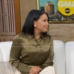 Stephanie’s green silk blouse on Good Morning America