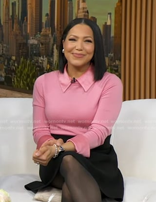 Stephanie’s pink collared sweater on Good Morning America