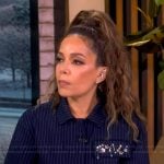 Sunny’s navy pinstripe embellished top on The View
